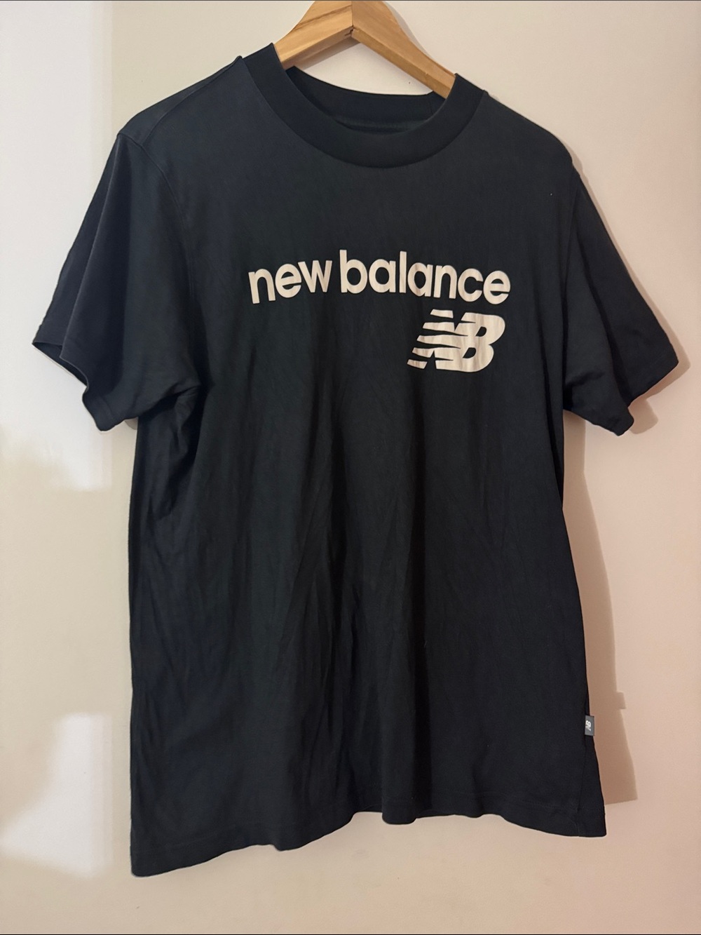 New Balance Black Tee with White Logo - Short Sleeve Crew